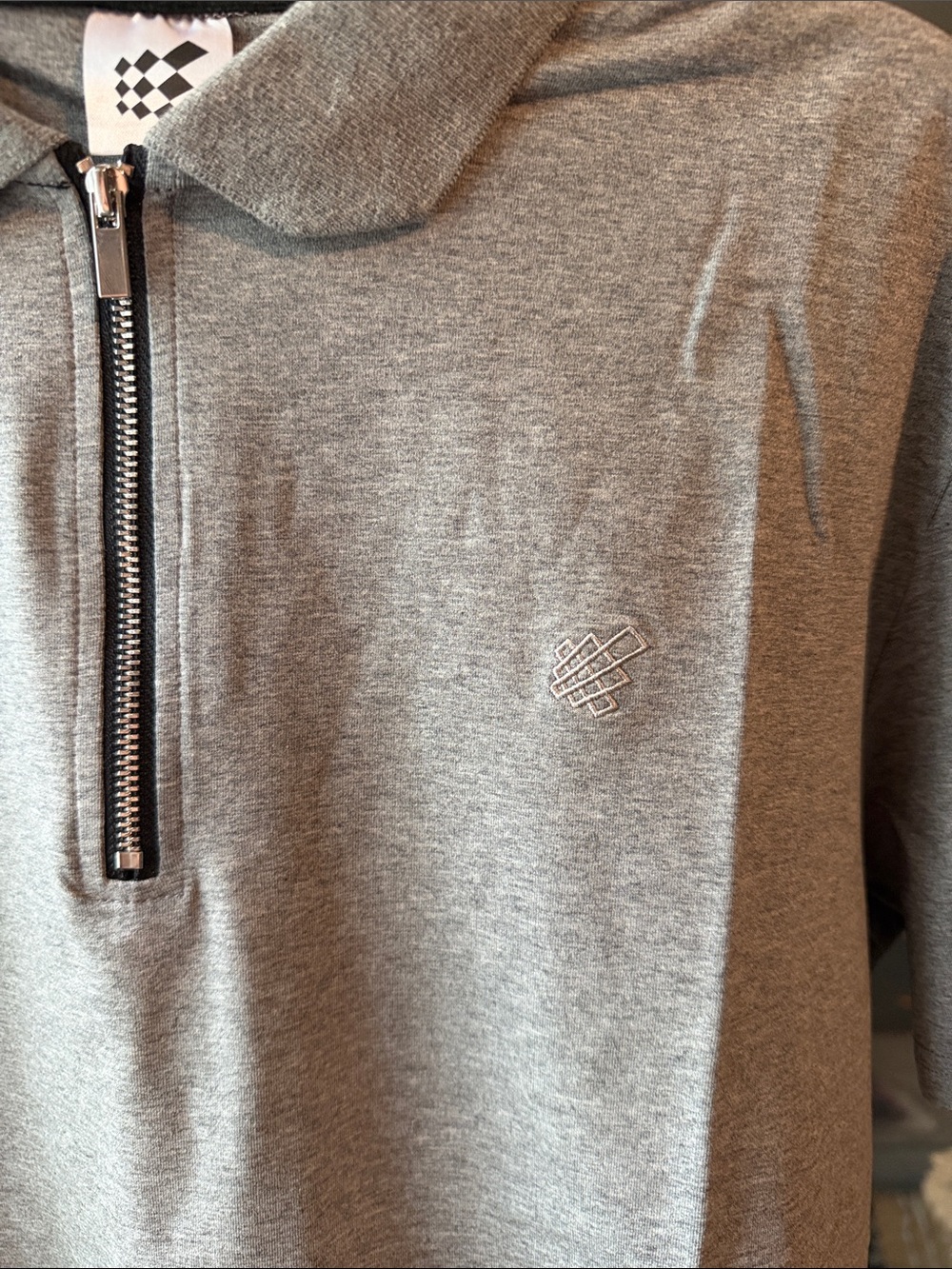 Jed North Men's Gray Quarter Zip Muscle Fit Polo Shirt Size Medium - Picture 5 of 9